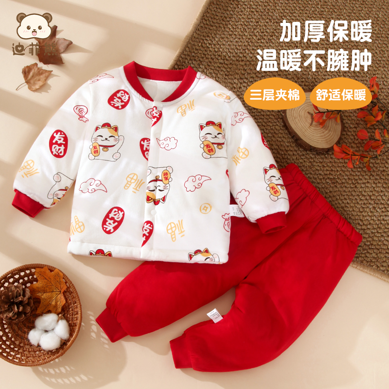 宝宝夹棉套装秋冬保暖棉衣