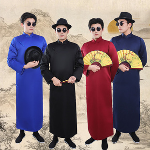 新款三句半演出服成人相声服大褂长衫马褂表演舞台服长袍男女说书