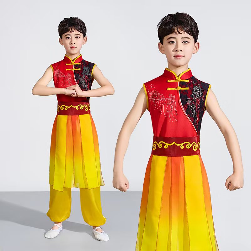 六一儿童喜庆打鼓服中国风演出服