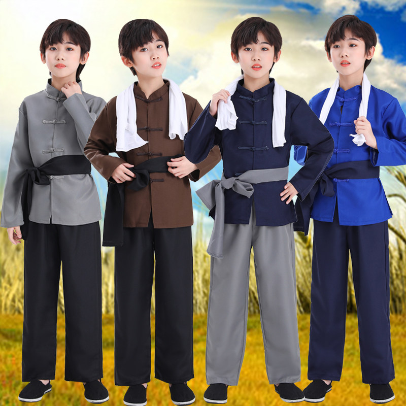 六一儿童农民演出服男童民国百姓