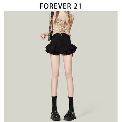 Forever21辣妹黑色牛仔蛋糕裙