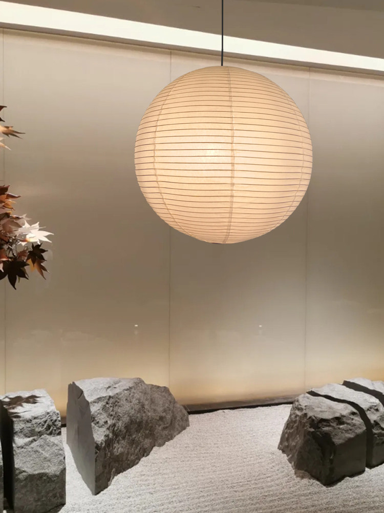 日式宣纸吊灯侘寂风野口勇和风民宿餐厅卧室hay纸艺圆球形灯笼灯