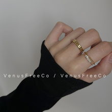 3选 法式好质感18k镀金天然珍珠爱心链条细麻花戒指叠戴秋冬简约