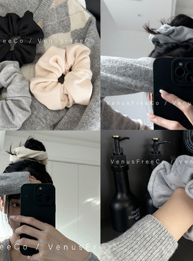 超大号!定制厚卫衣面料棉质大号大肠发圈灰色黑色白色简约显脸小