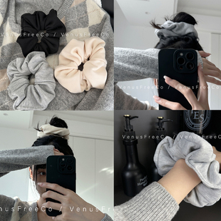 超大号 定制厚卫衣面料棉质大号大肠发圈灰色黑色白色简约显脸小