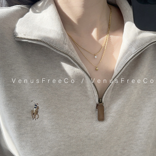 日常又精致!18k镀金2选小闪钻金豆豆极细珠珠锁骨链项链轻奢简约