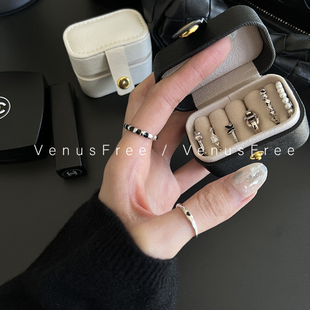 定制黑白色mini小号随身便携首饰盒迷你收纳包旅行戒指冷淡风简约