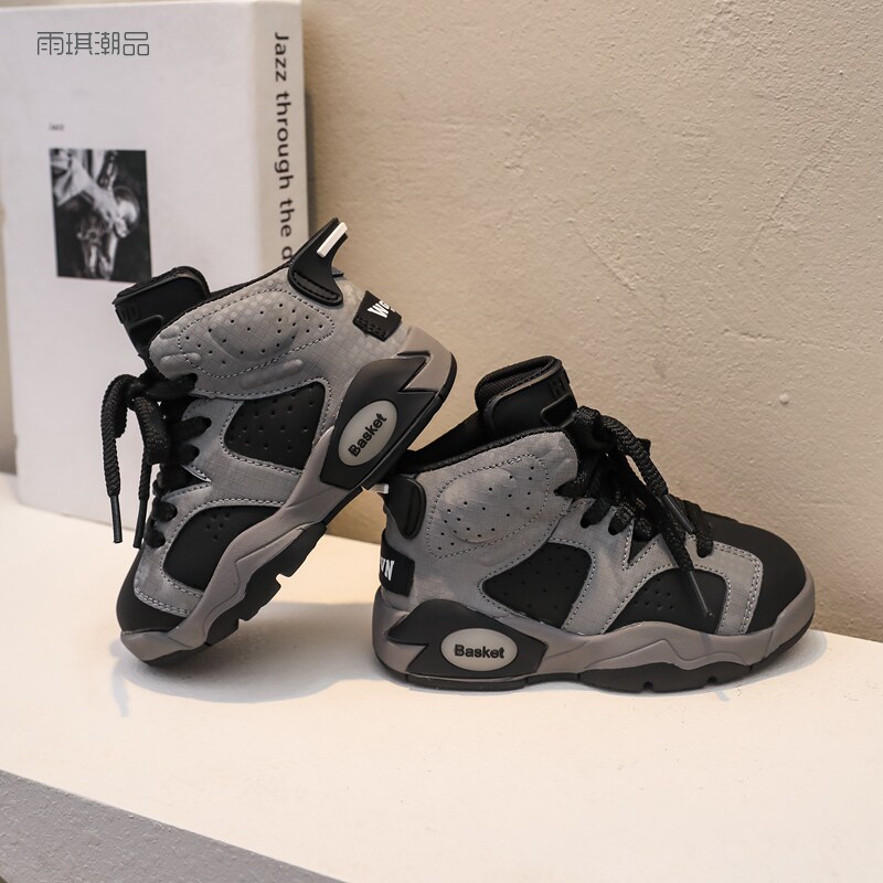 儿童运动鞋皮面男童篮球鞋2026秋季新款高帮休闲鞋防滑女童跑步鞋