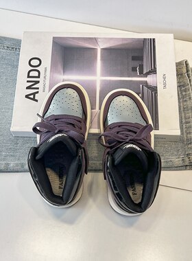 儿童运动潮2026春秋新款百搭男女童拼色加绒棉鞋复古运动高帮板鞋