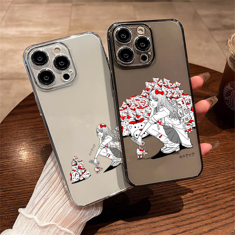 富江联名HelloKitty凯蒂猫适用苹果15手机壳华为pura70潮牌opporeno7小米13一加12卡通vivox