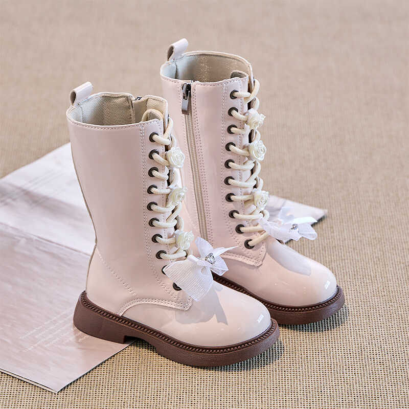 长筒靴加绒珍珠女童棉靴时尚秋冬