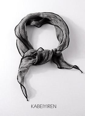 卡贝伊人原创小众设计亚麻简约气质透气复古夏季棉麻围巾小尺寸