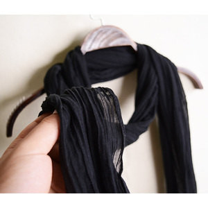 长条围巾细长款搭配装饰护颈黑色围巾女秋冬季棉麻丝巾优雅白紫色