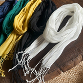 夏季 饰小丝巾高级感纯色围巾护颈氛围感 日系亚麻围巾女细窄长条装