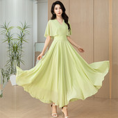 连衣裙2025新款 飘逸 跳舞沙滩长裙子大摆超长款 今年流行爆款 女夏季