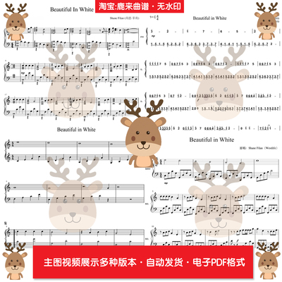 Beautiful in White-Westlife 共6个版本 钢琴谱 电子格式