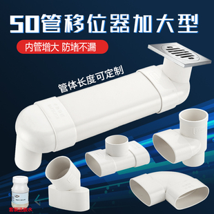 50PVC管移位器卫生间洗脸池面盆洗衣机下水管道地漏位移扁管接头