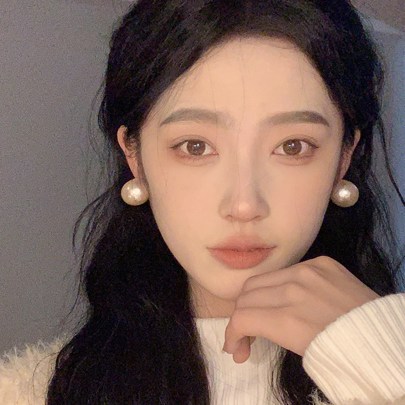 复古赫本风棉花珍珠耳钉女图片
