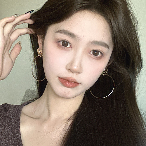 气质复古设计感金色爱心圆圈耳环