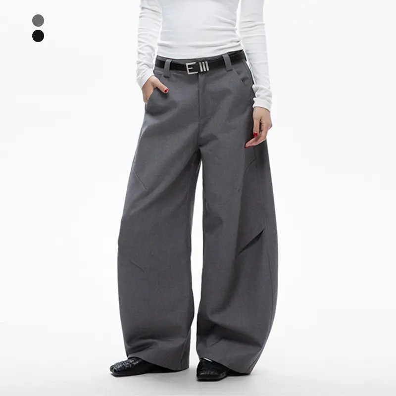 【不含腰带】休闲西裤黑色宽松阔腿裤女垂感长裤女款