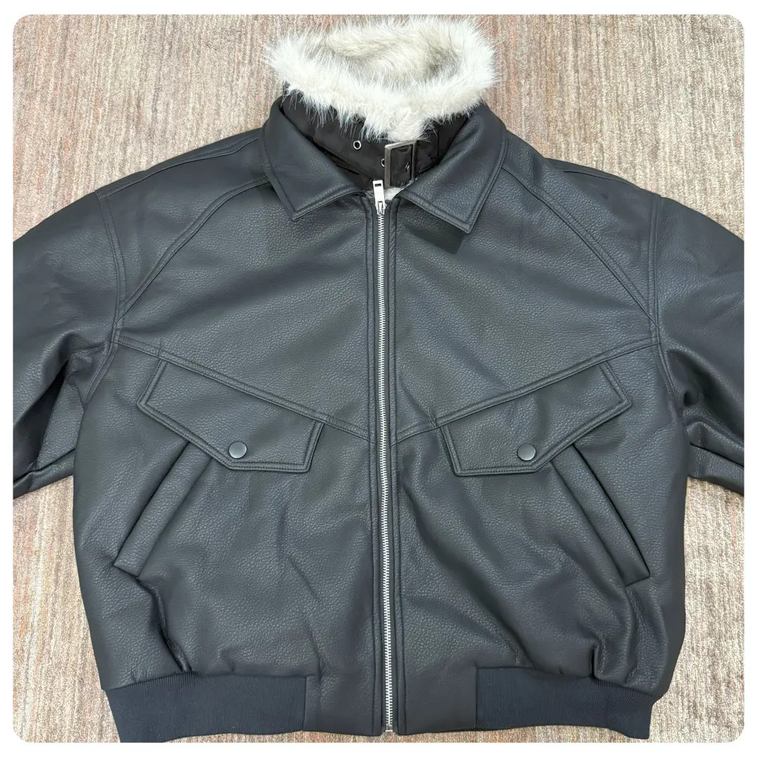 秋冬季保暖座山雕复古PU假两件棉服男女加厚皮衣立领翻领棉衣外套