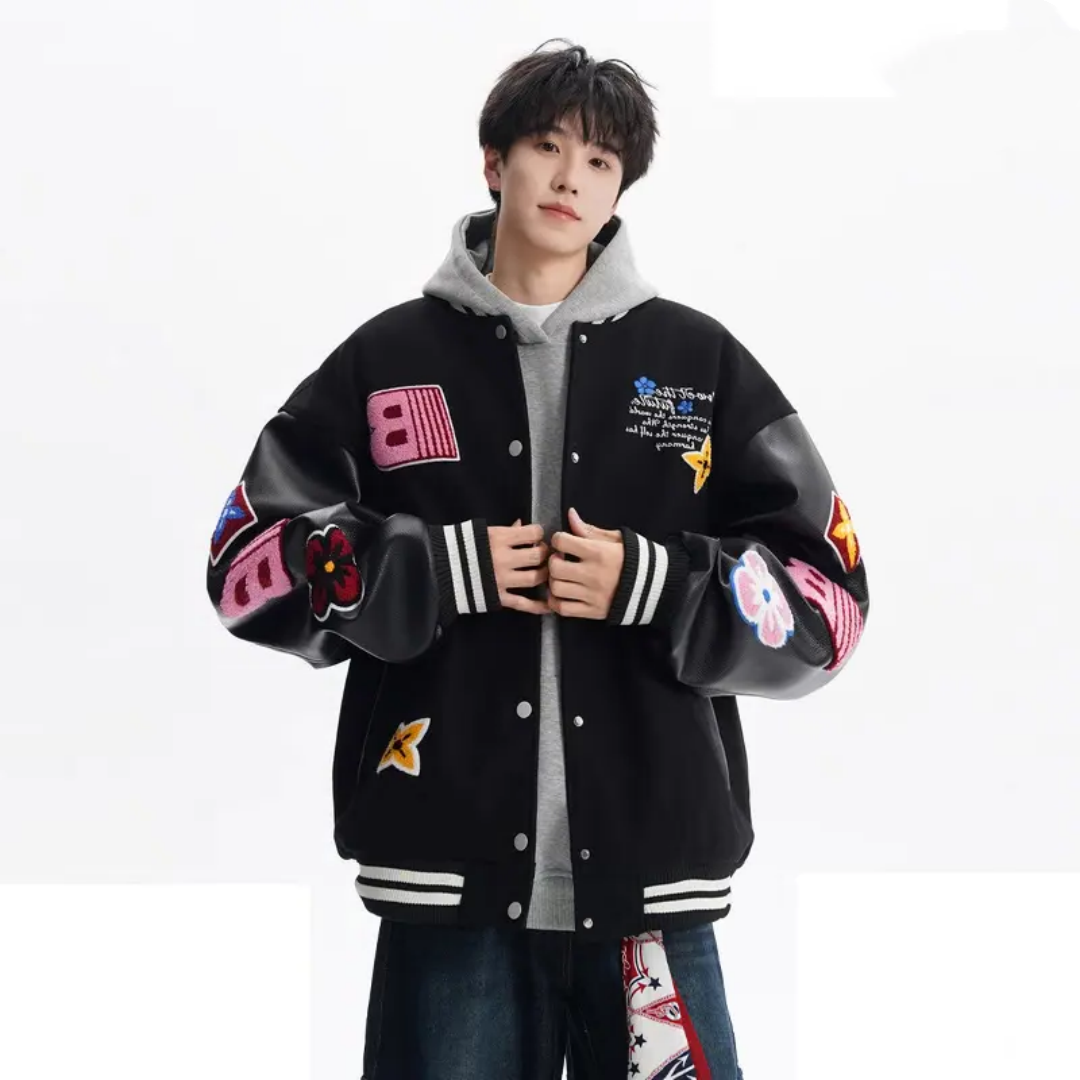 美式菱形碎星刺绣棒球棉服男女秋冬季加厚保暖宽松高街痞帅棉衣潮
