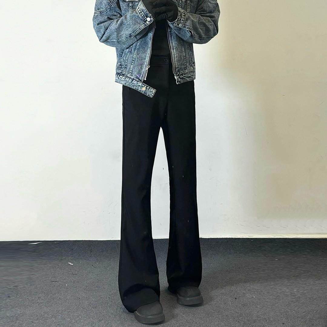 曜石黑休闲西裤微喇高级感潮牌长裤2026新款潮牌百搭直筒长裤男女