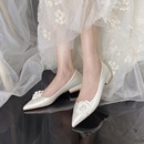 2024新款 森系伴娘鞋 法式 白色新娘鞋 女平底单鞋 不累脚日常大码 婚鞋