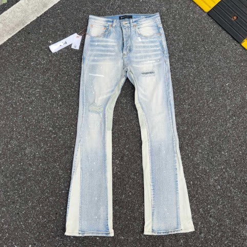 thumbnail for Meichao Spring and Autumn New Retro Splashed Ink Hole Hot Diamond Jeans High Street Washed Casual Trend Bootcut Pants Men