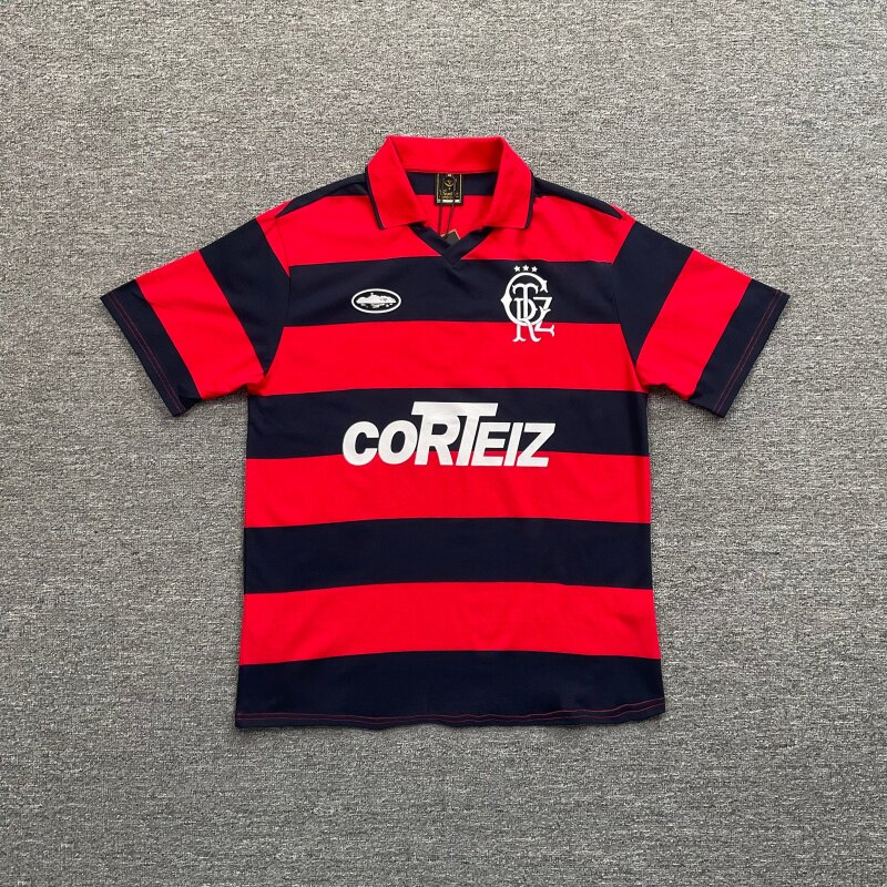 thumbnail for Meicho Corteiz Alcatraz monogram print striped polo shirt summer men's and women's sports jersey short sleeve T-shirt