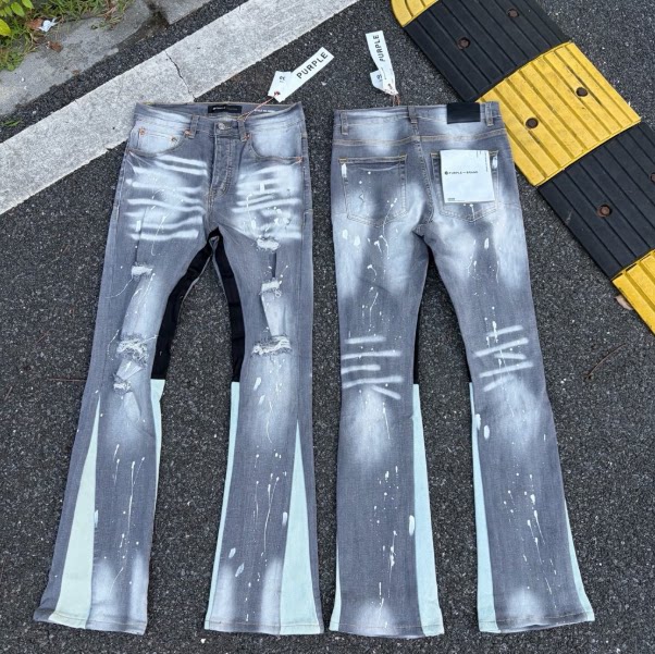 thumbnail for Meichao Spring and Autumn New Retro Splashed Ink Hole Hot Diamond Jeans High Street Washed Casual Trend Bootcut Pants Men