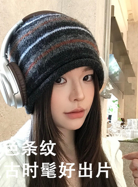 秋冬韩版显脸小堆堆帽大头围女款