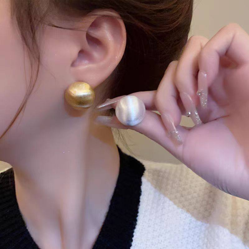 磨砂拉丝金豆豆耳钉女韩国百搭耳环2023年新款潮高级感耳饰品耳坠,饰品/流行首饰/时尚饰品新,耳钉,淘宝优惠券,粉丝福利购,淘宝优惠卷