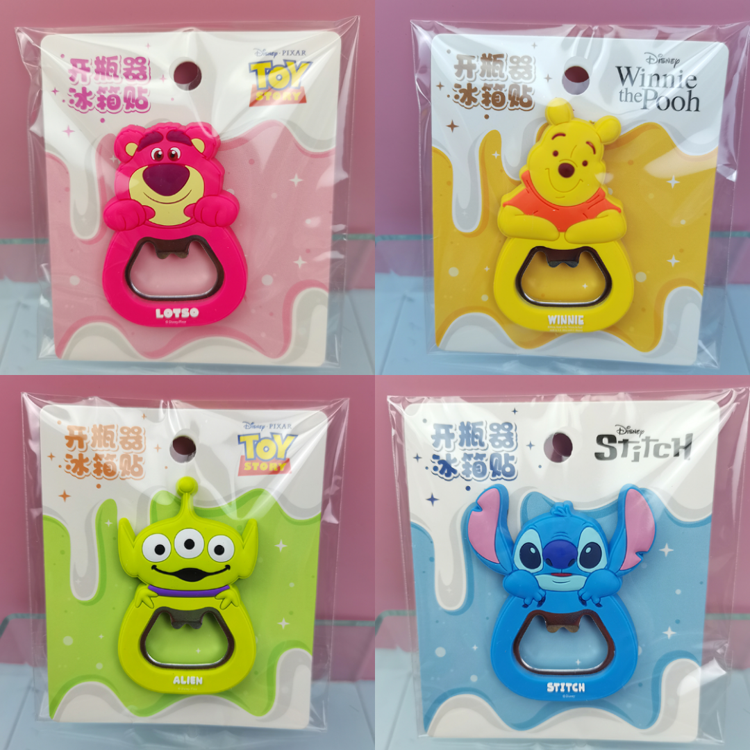 MINISO名创优品迪士尼开瓶器冰箱贴玻璃啤酒三眼仔史迪奇草莓熊贴