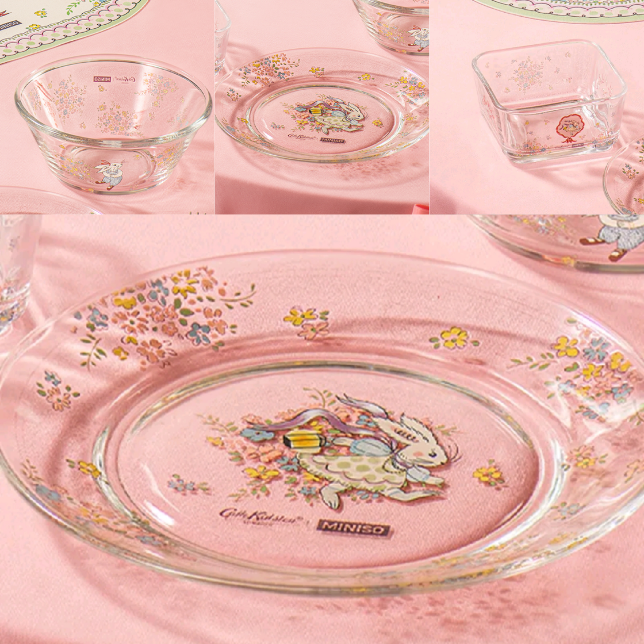 MINISO名创优品Cath kidston花园工坊玻璃圆盘子方碗沙拉碗餐具
