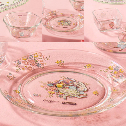 MINISO名创优品Cath kidston花园工坊玻璃圆盘子方碗沙拉碗餐具