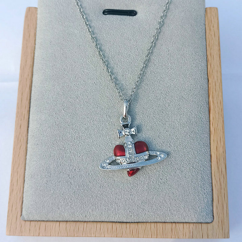 thumbnail for Multicolor paint small love Saturn necklace
