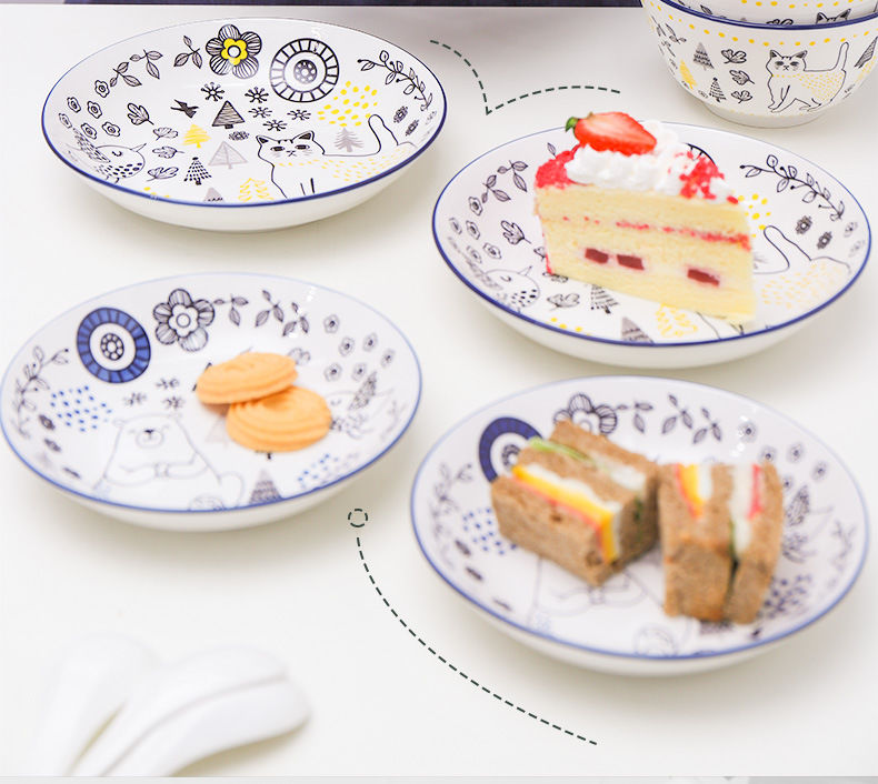 顺祥陶瓷麦咖日式卡通动漫可爱餐具宿舍家居小众碗盘可微波加热