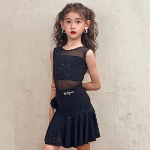 新款女童拉丁舞练功服装2025少儿专业高级感训练表演出舞蹈裙夏季