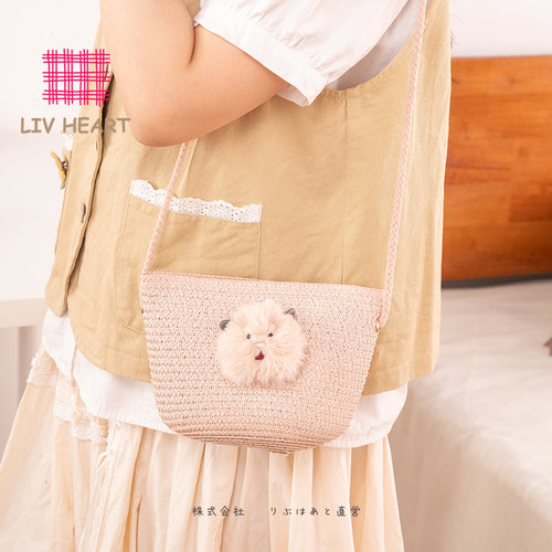 LIVHEART仓鼠毛绒编织斜挎手机包