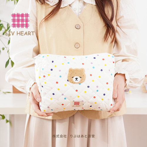 LIVHEART小熊波点大容量化妆包