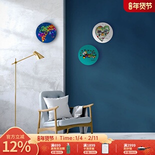 Creativando意大利进口艺术钟表时尚客厅彩色数字挂钟装饰墙时钟