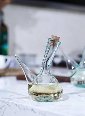 西班牙VSM进口环保玻璃调料酱油壶带把手油壶透明玻璃木塞醋瓶子