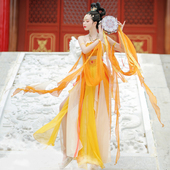 异域风少女汉元 素古典风纱敦煌飞天风情舞蹈服裙汉服天竺公主套装