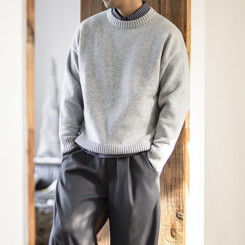 ATGM 羊毛混纺长绒毛衣可机洗短宽boxy氛围感保暖软糯亲肤男