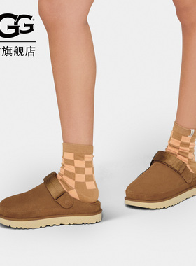 UGG秋季男女同款平底魔术贴一脚蹬半拖鞋休闲包头凉鞋 1138252