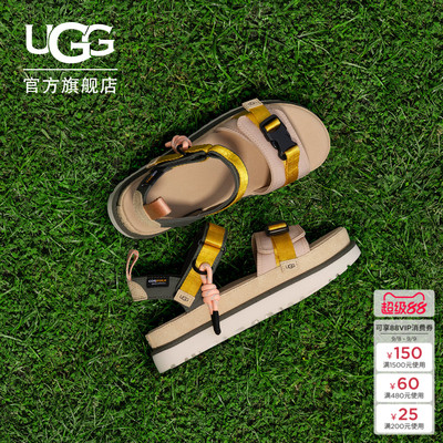 UGG露趾魔术贴搭扣休闲金星凉鞋