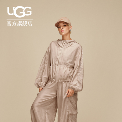 UGG纯色拉链款轻薄连帽夹克外套