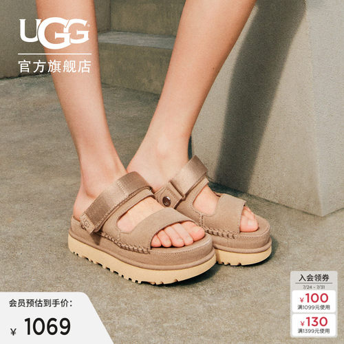 UGG厚底露趾魔术贴休闲凉鞋