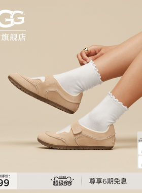 UGG时尚轻便圆头魔术贴玛丽珍鞋